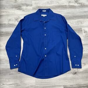 Joseph‎ & Feiss Fitted Non Iron Button Down Dress Shirt Blue 16 1/2 34/35